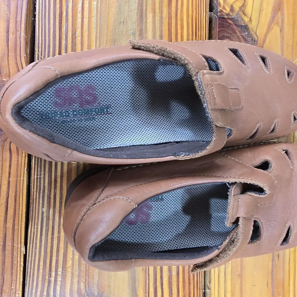 SAS Roamer Comfort Loafer Womens Size 10 Chestnut Leather Orthopedic Shoes MINTY